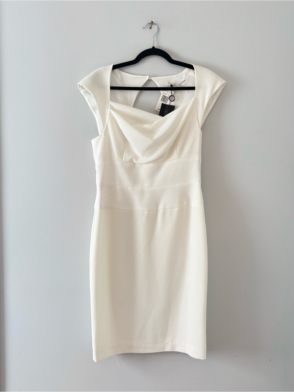 Black Halo NWT Cap Sleeve Knee-Length Dress Open Back Zip White Bridal Bride